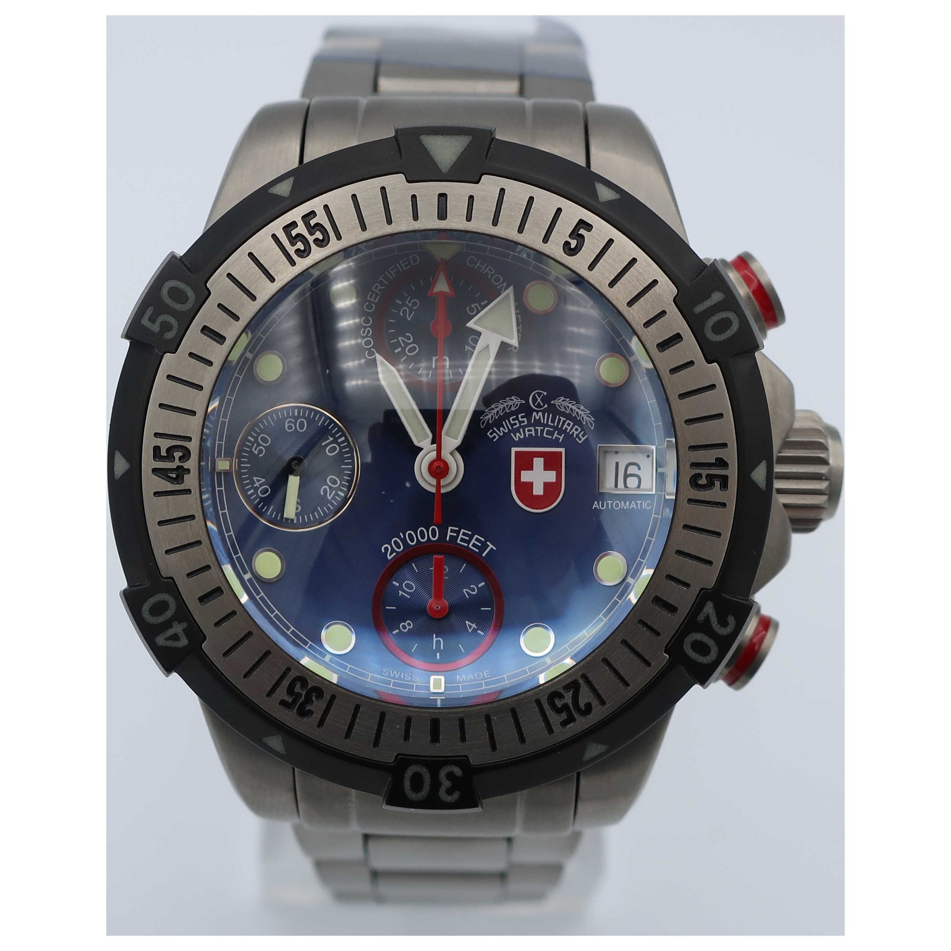 Front view of Swiss Military 20'000 Feet Men's Automatic Watch 1947-SD