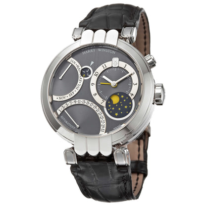 Front view of Harry Winston Premier Excenter Men's Automatic Watch 200-MAPC41WL-A
