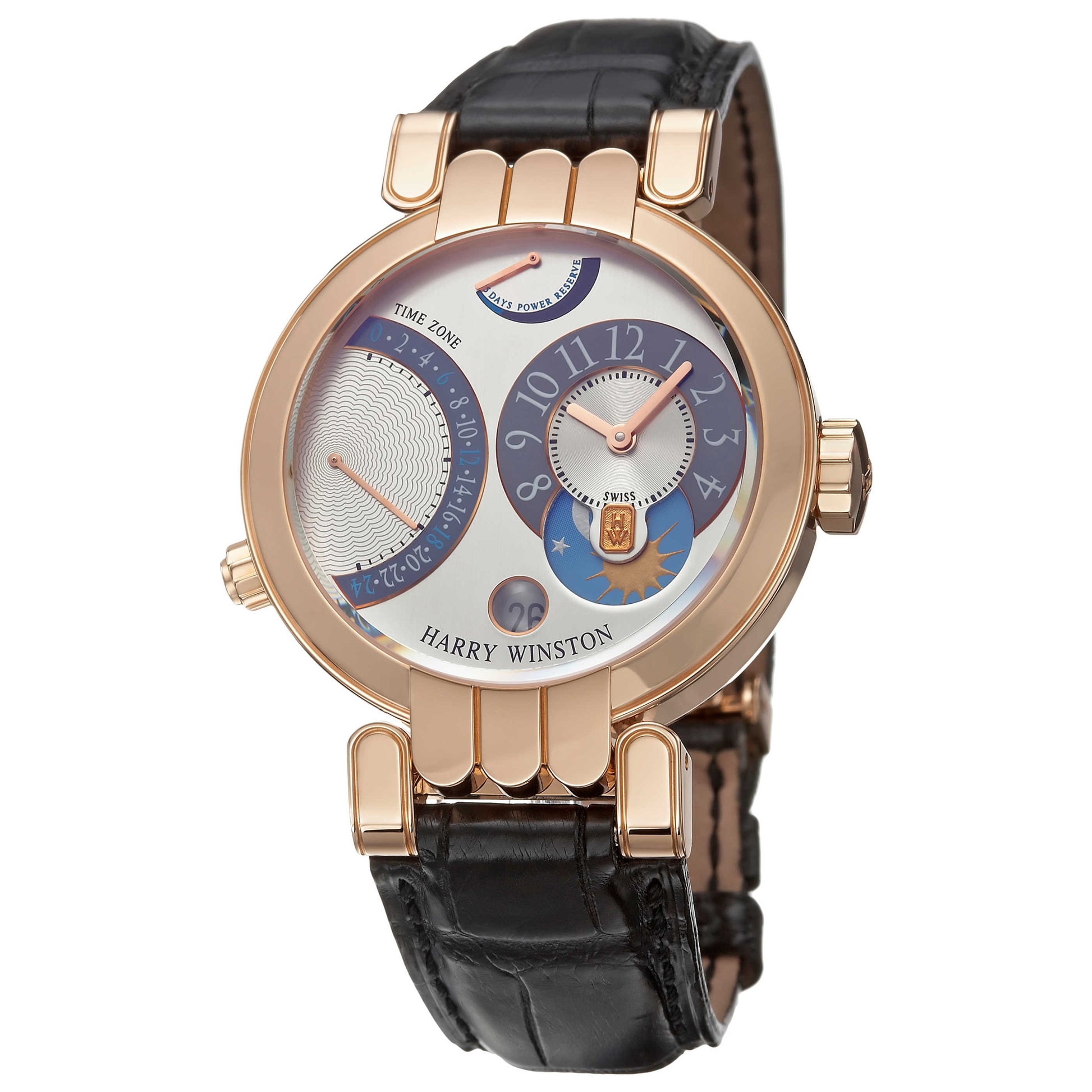 Front view of Harry Winston Premier Excenter Men's Manual-Wind Watch 200-MMTZ39RL-W