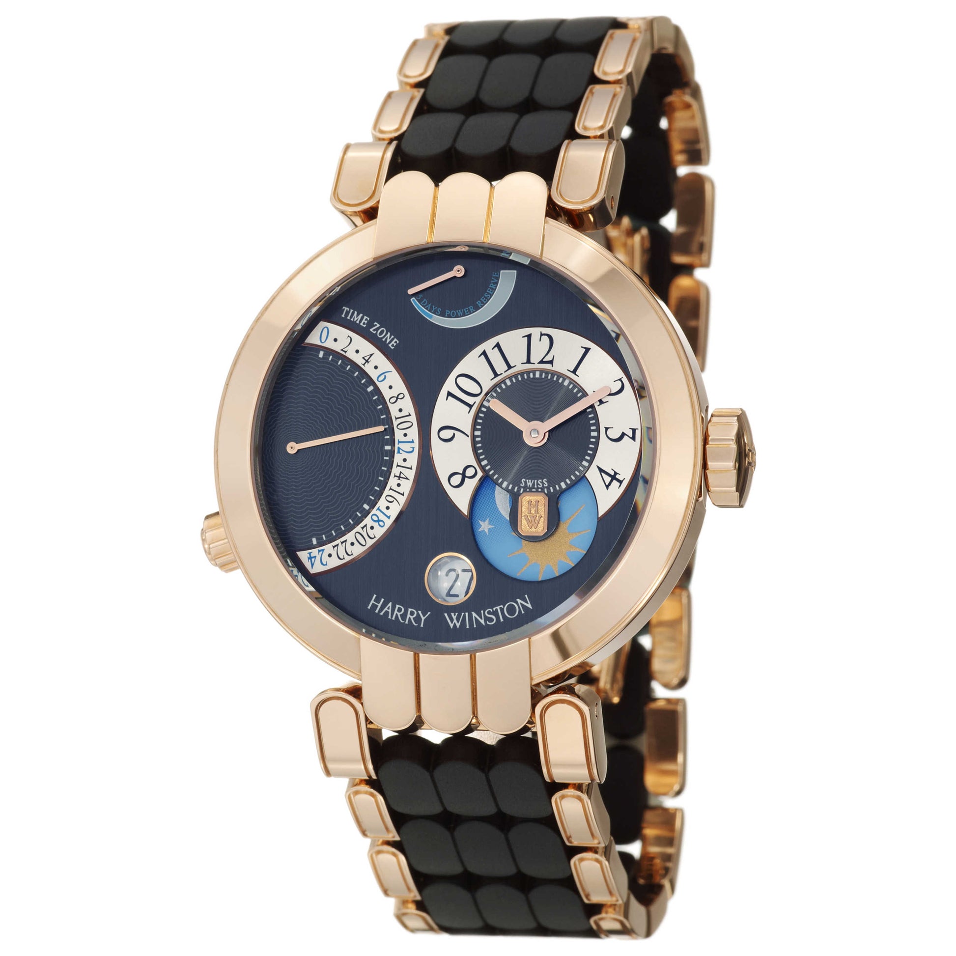 Front view of Harry Winston Premier Excenter Men's Manual-Wind Watch 200-MMTZ39RRC-A