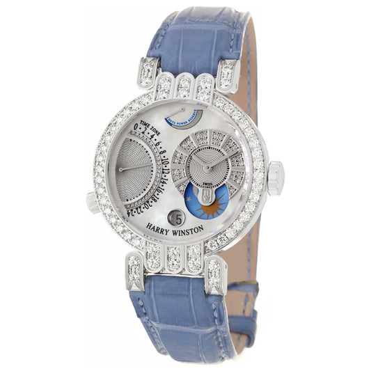 Front view of Harry Winston Premier Excenter Women's Manual-Wind Watch 200-MMTZ39WL-MD-D3-1