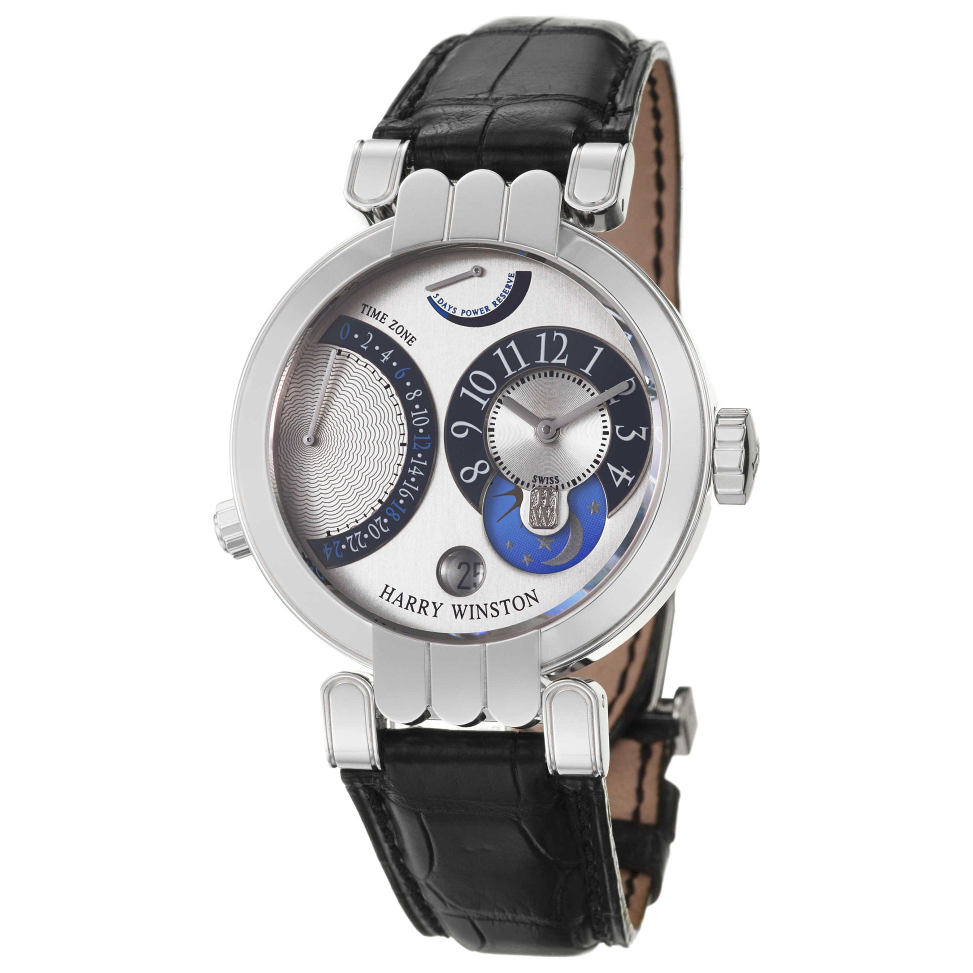 Front view of Harry Winston Premier Excenter Men's Manual-Wind Watch 200-MMTZ39WL-W