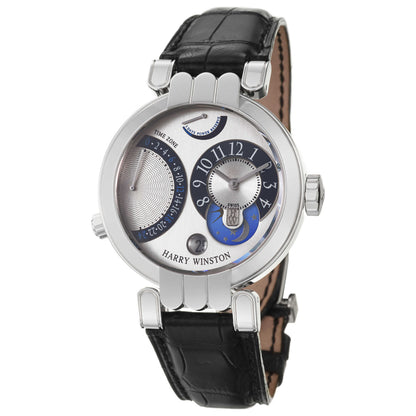 Front view of Harry Winston Premier Excenter Men's Manual-Wind Watch 200-MMTZ39WL-W