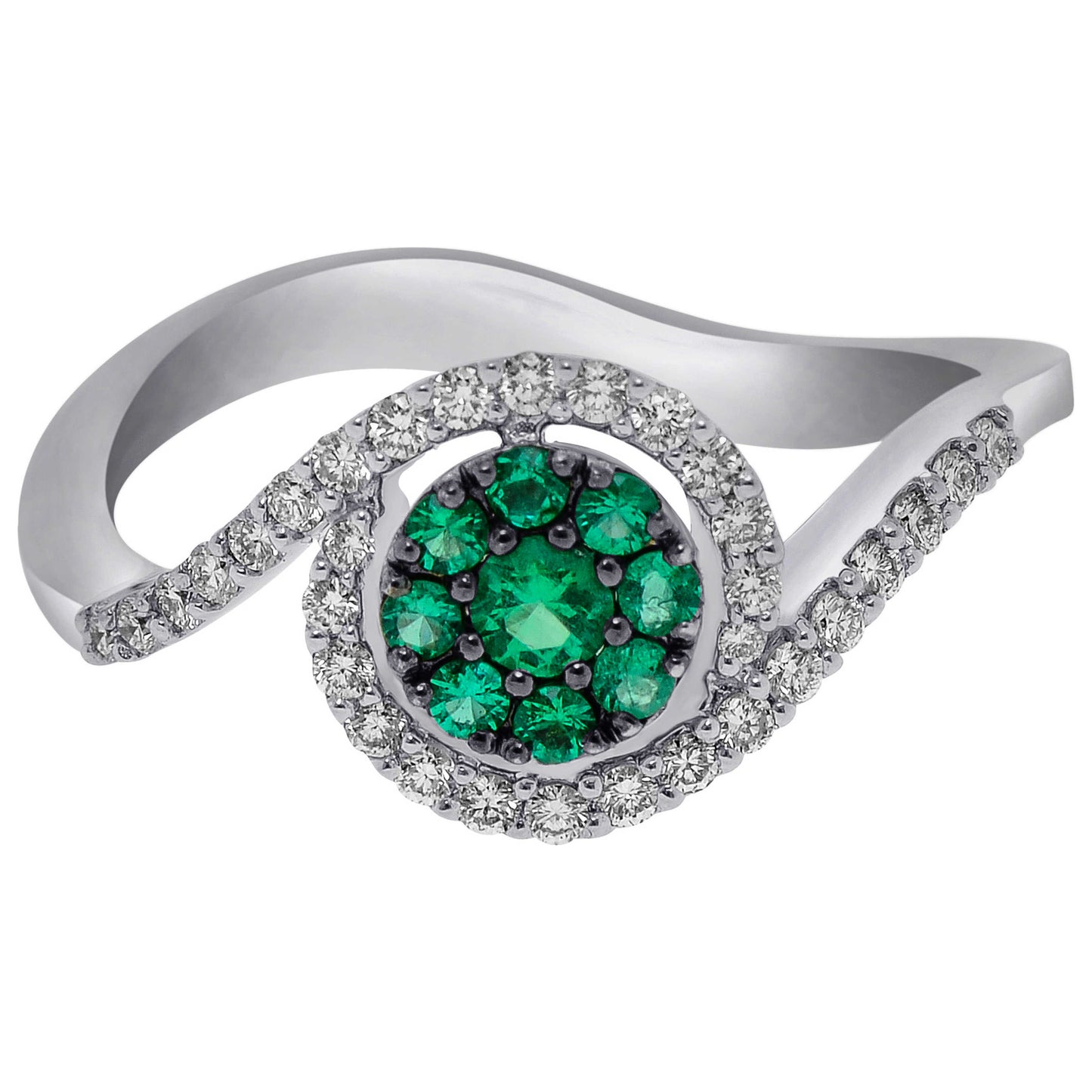 Front view of Bliss by Damiani Diamond and Emerald Women's Ring 20064281