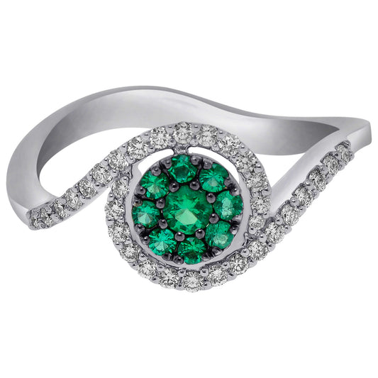 Front view of Bliss by Damiani Diamond and Emerald Women's Ring 20064281