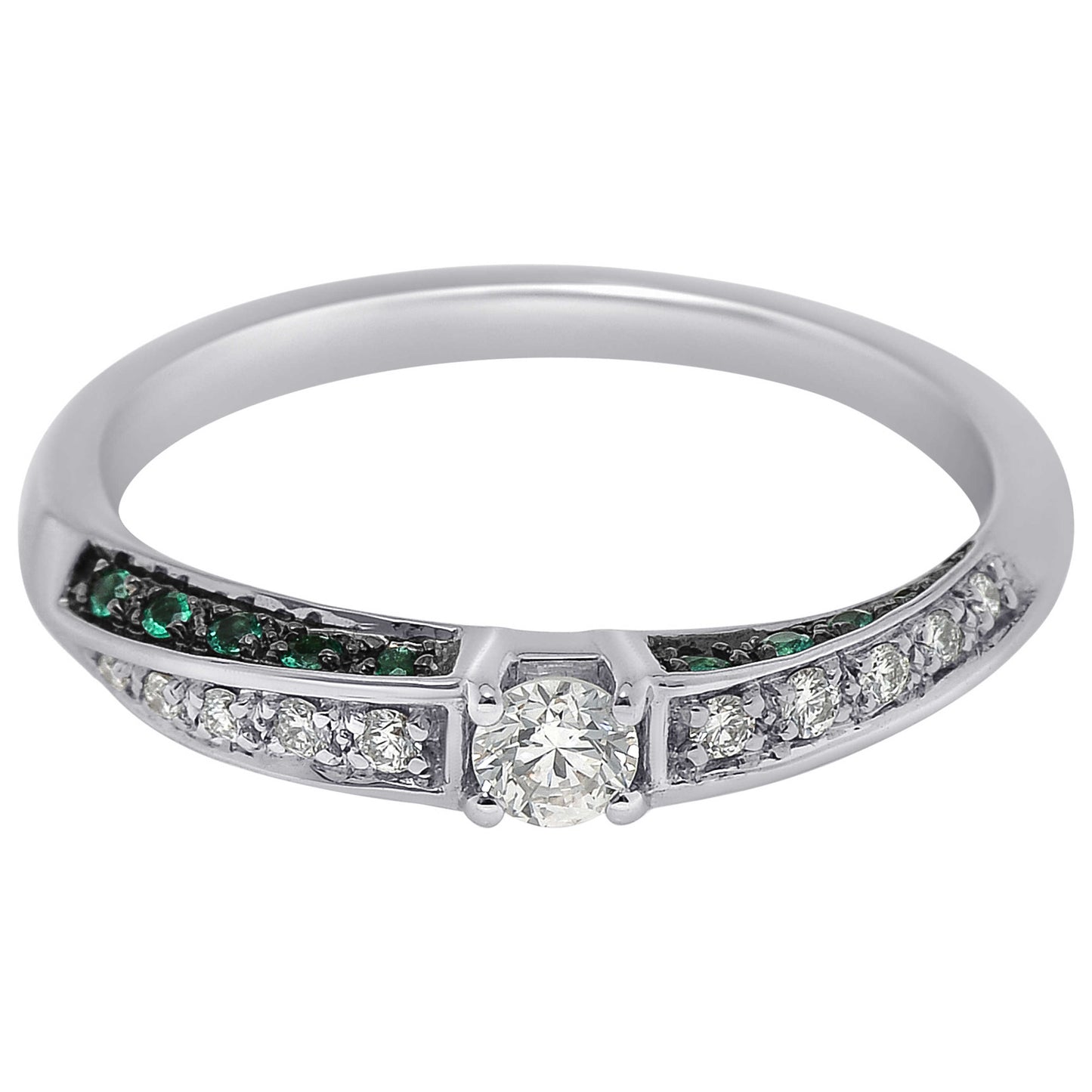 Front view of Bliss by Damiani Diamond and Emerald Women's Ring 20067091