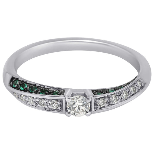 Front view of Bliss by Damiani Diamond and Emerald Women's Ring 20067091