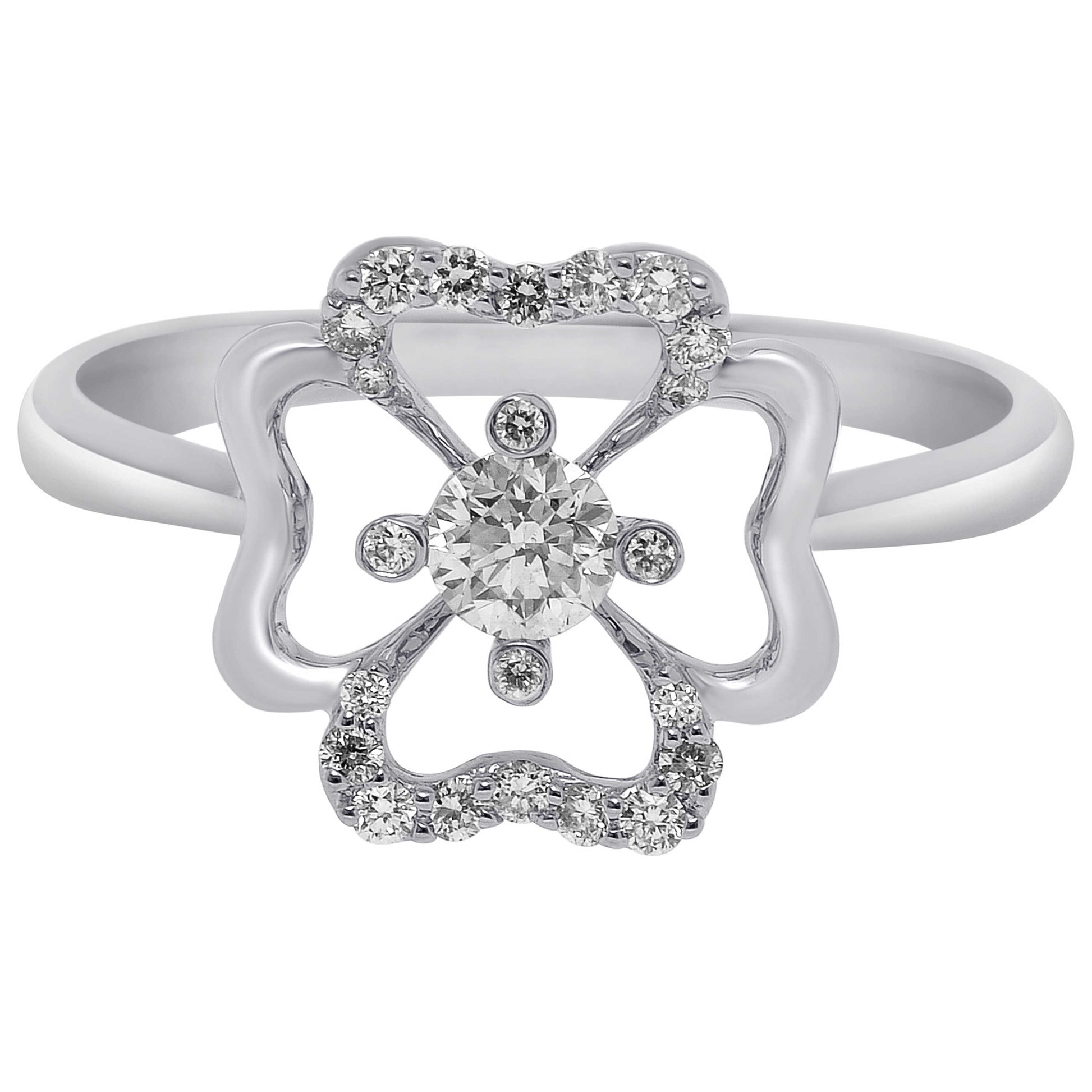 Front view of Bliss by Damiani Four-Leaf Clover Women's Ring 20073798