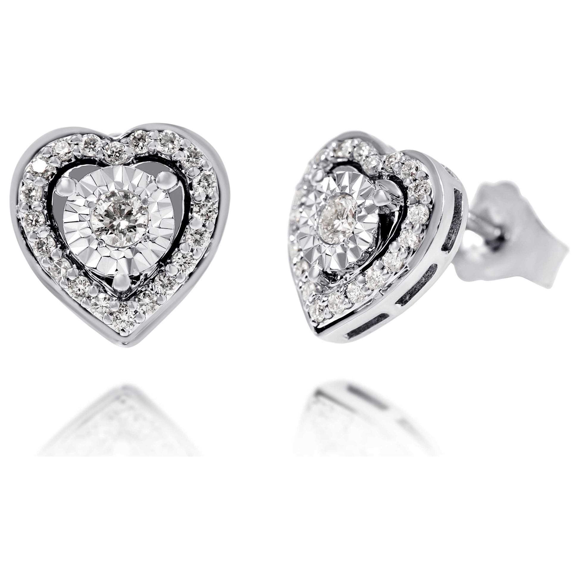 Bliss by Damiani Diamond Heart Stud Women's Earrings 20087975 - Image #4