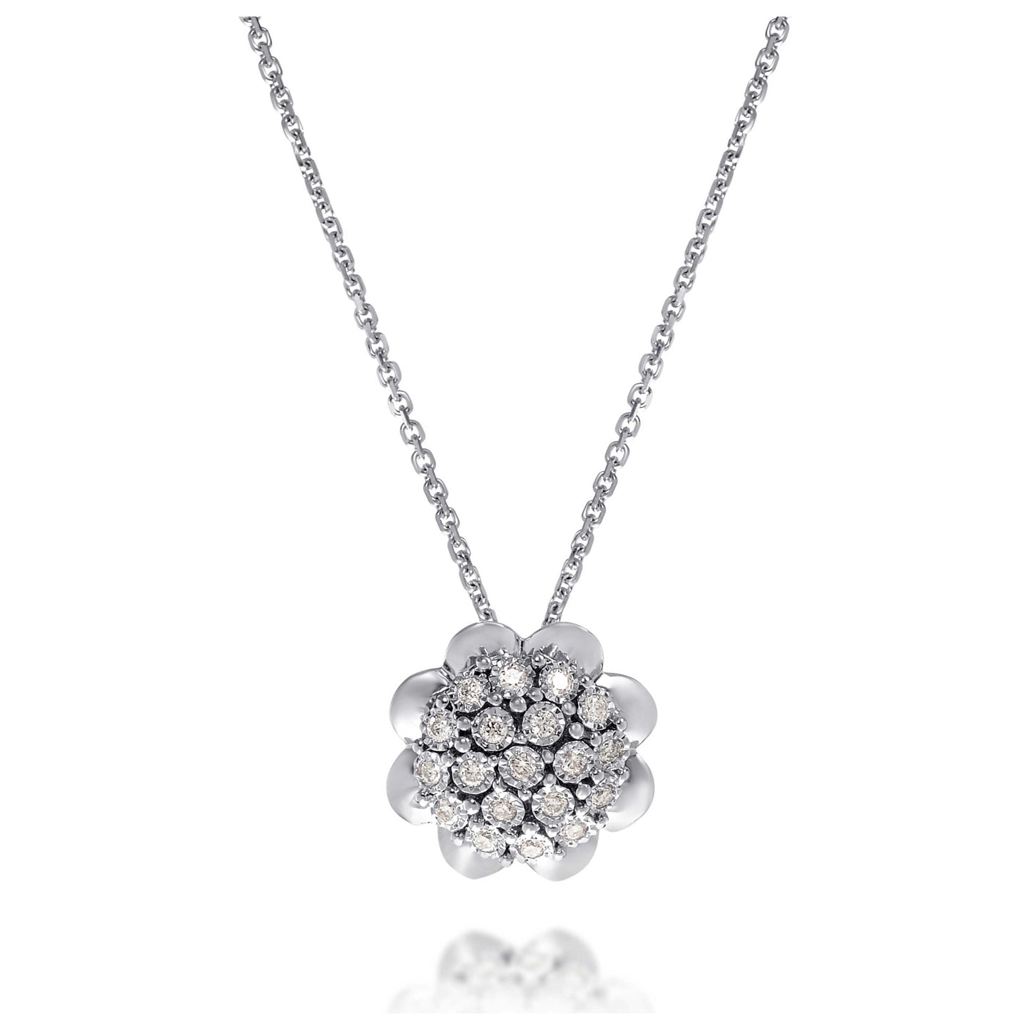 Front view of Bliss by Damiani Diamond Flower Women's Necklace 20089424
