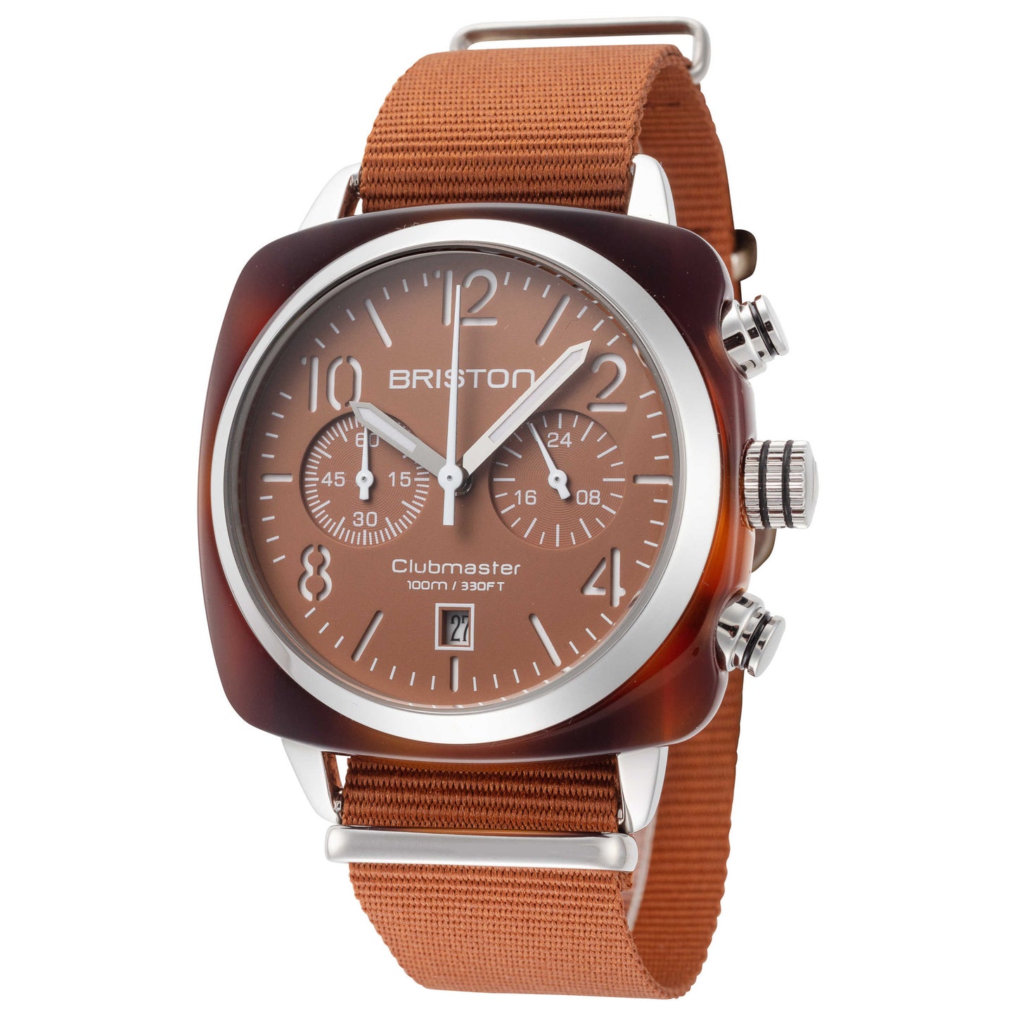 Front view of Briston Clubmaster Classic Terracotta Men's Quartz Watch 20140.SA.T.38.NTC
