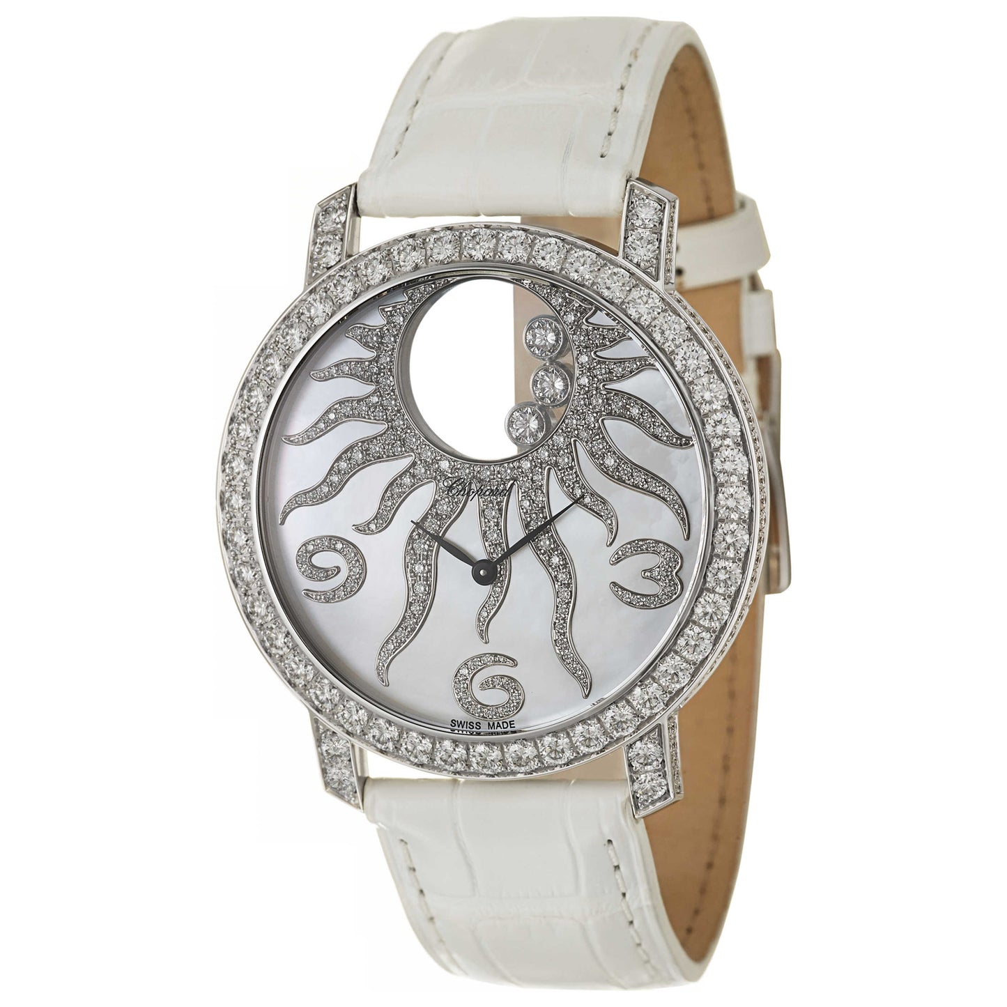 Front view of Chopard Happy Sun Women's Swiss Quartz (Battery-Powered) Watch 207470-1001