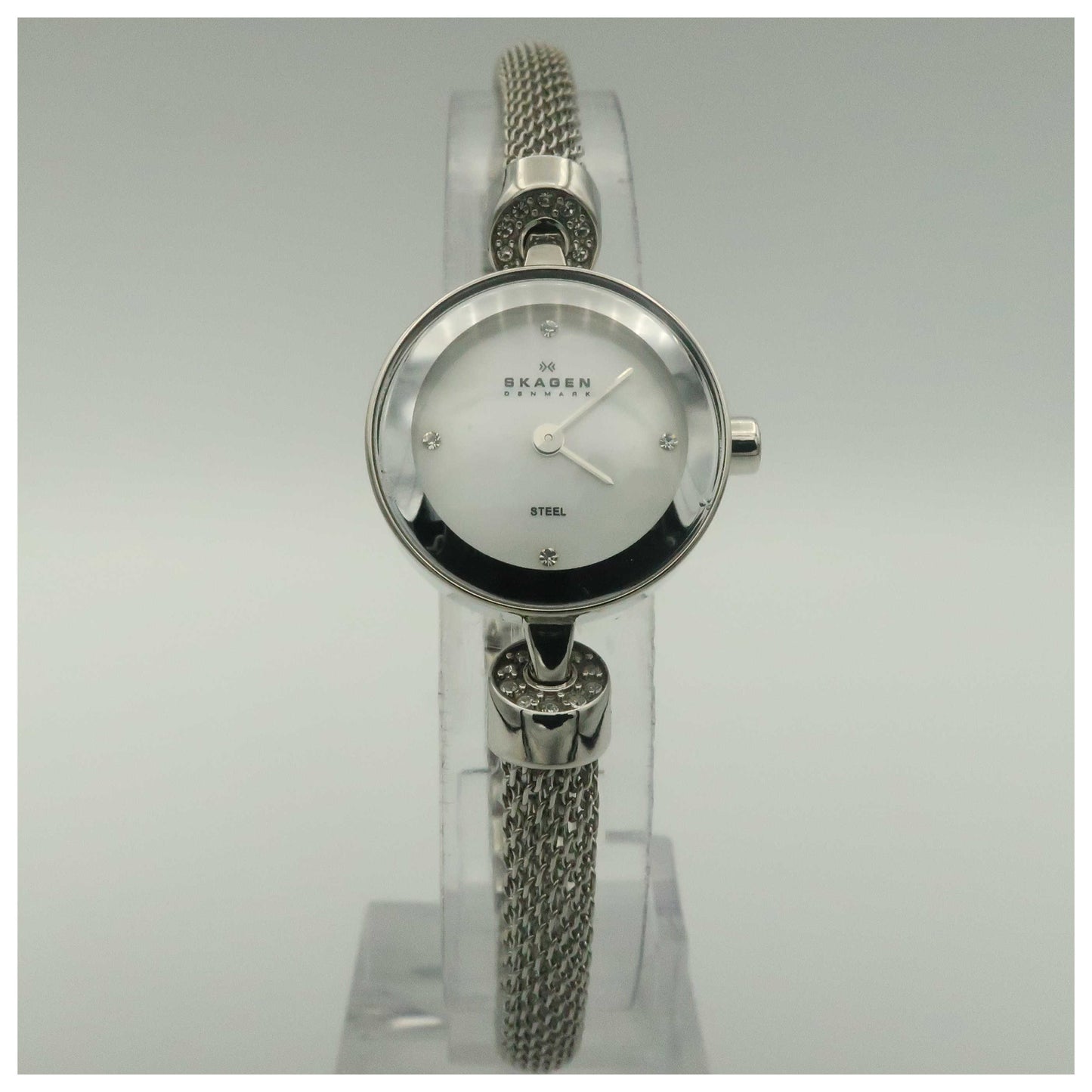 Front view of Skagen Mesh Women's Japanese Quartz (Battery-Powered) Watch 207SSSS-PO2