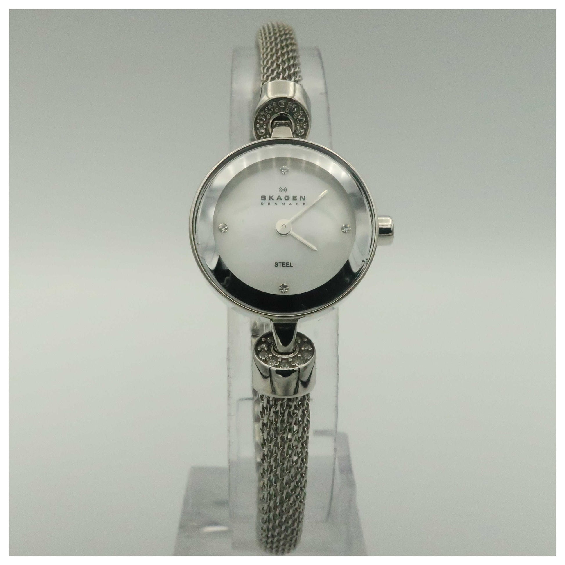 Front view of Skagen Mesh Women's Japanese Quartz (Battery-Powered) Watch 207SSSS-PO2