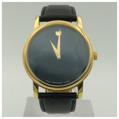 Front view of Movado Museum Men's Swiss Quartz (Battery-Powered) Watch 2100005-PO2
