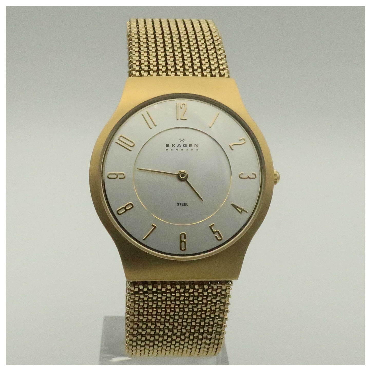 Front view of Skagen Mesh Men's Japanese Quartz (Battery-Powered) Watch 233LGG3L-PO