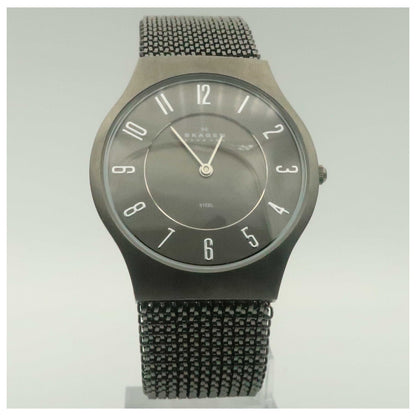 Front view of Skagen Mesh Men's Japanese Quartz (Battery-Powered) Watch 233LMM2M-PO
