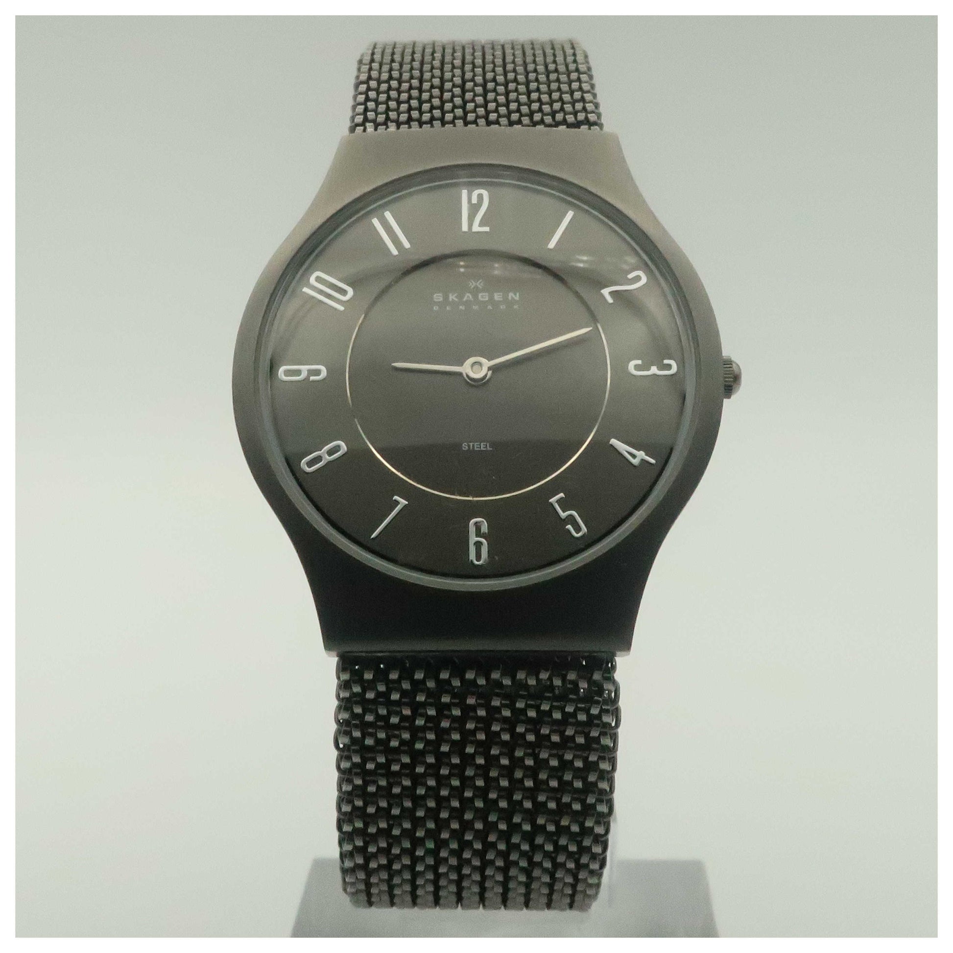 Front view of Skagen Mesh Men's Japanese Quartz (Battery-Powered) Watch 233LMM3L-PO2