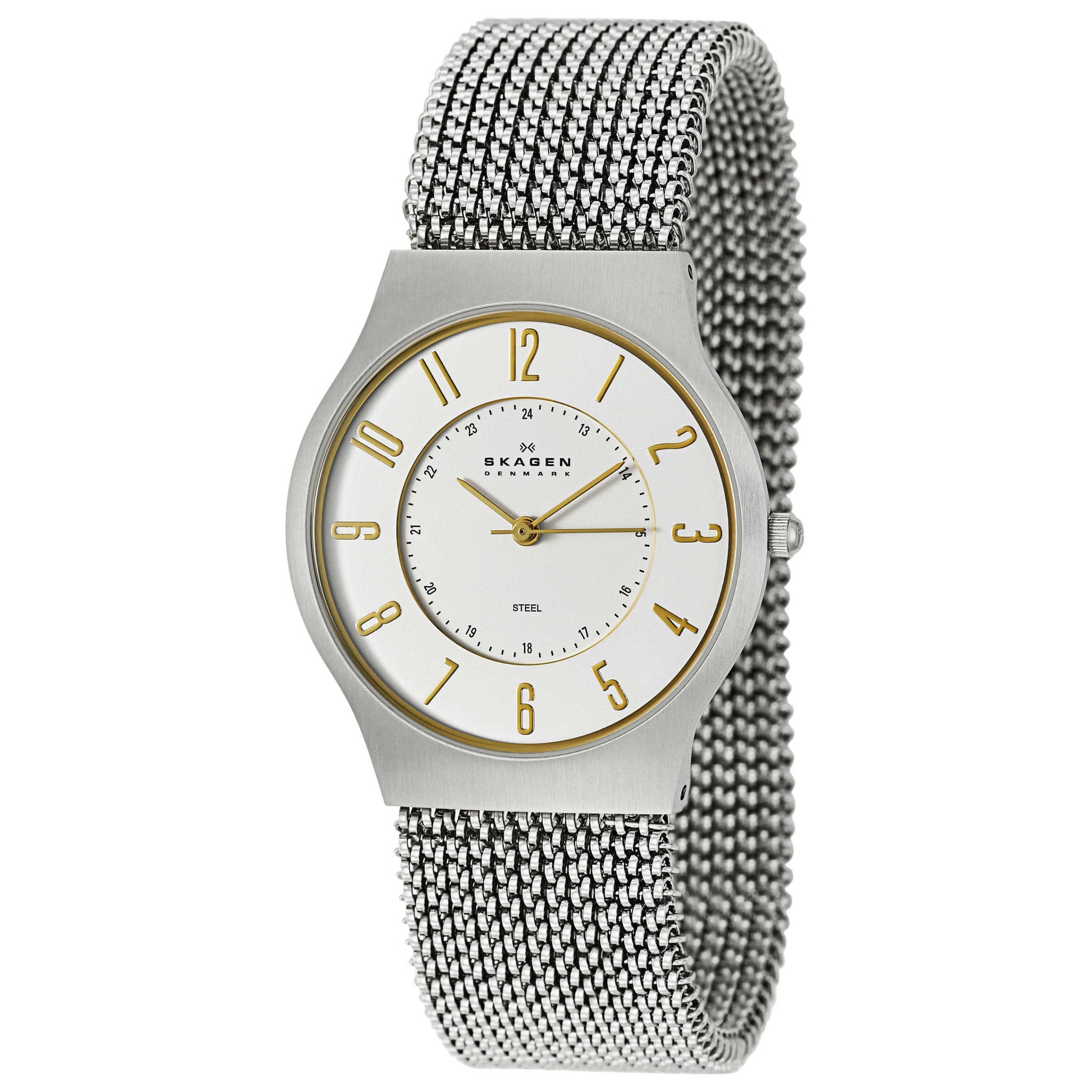 Front view of Skagen Mesh Men's Japanese Quartz (Battery-Powered) Watch 233LSG2