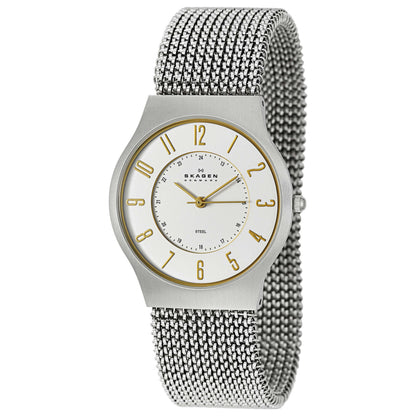 Front view of Skagen Mesh Men's Japanese Quartz (Battery-Powered) Watch 233LSG2