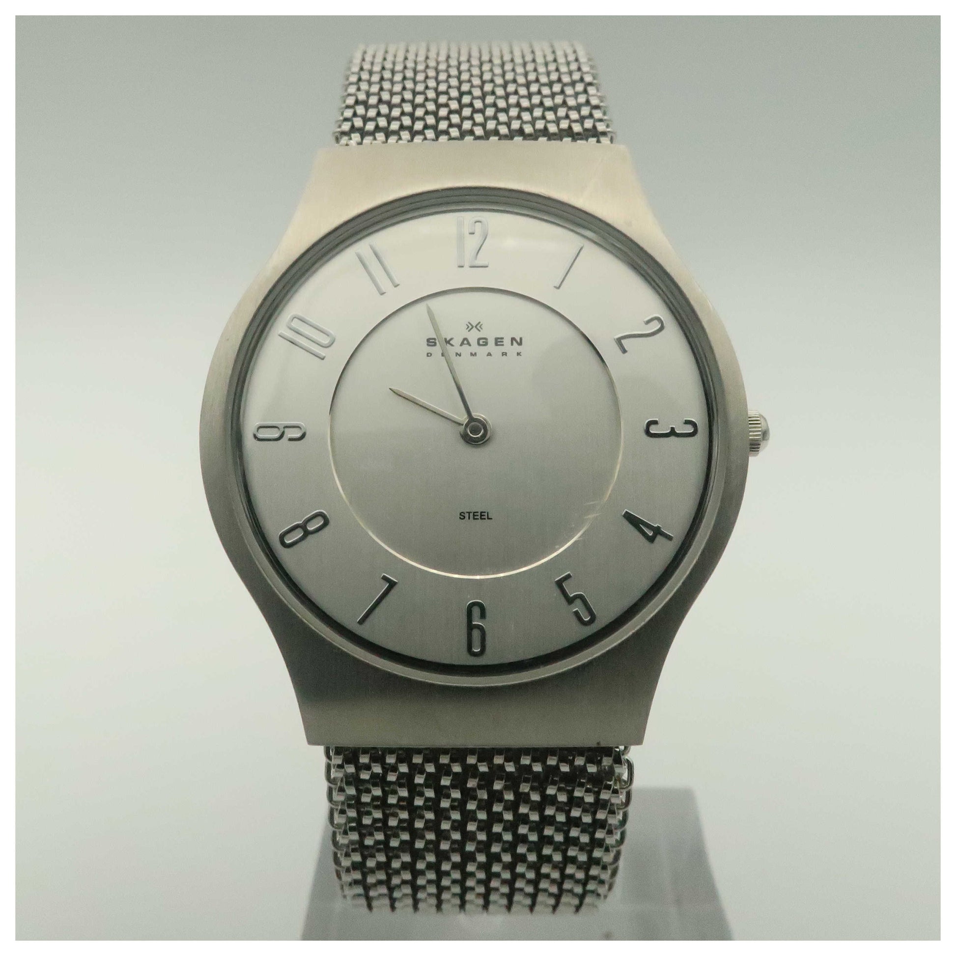 Front view of Skagen Mesh Men's Japanese Quartz (Battery-Powered) Watch 233LSS2M-PO