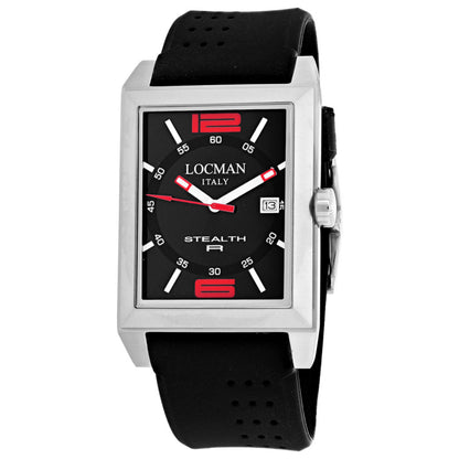 Front view of Locman Stealth Men's Quartz Watch 240BKRD1BK