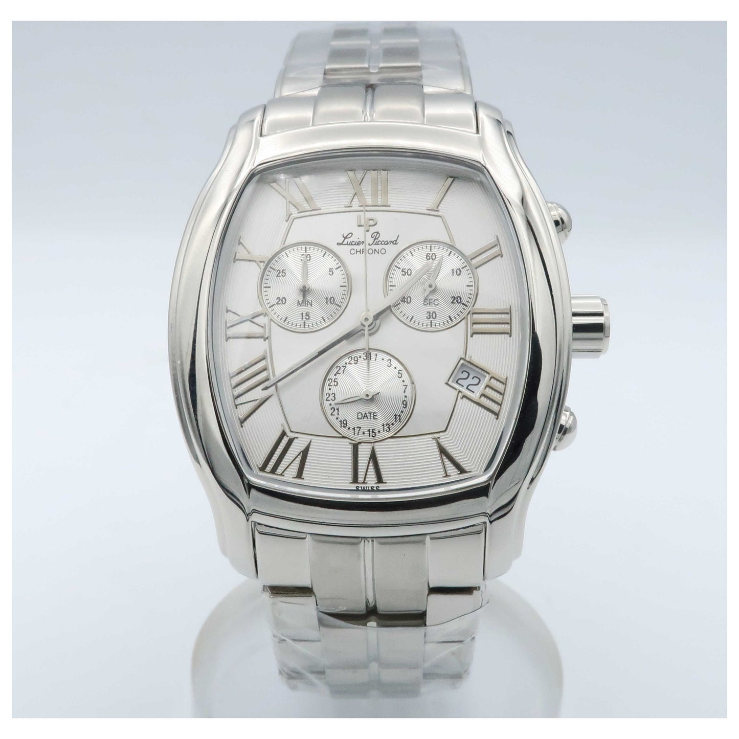 Front view of Lucien Piccard Vega Chronograph Men's Watch 26739WH-PO