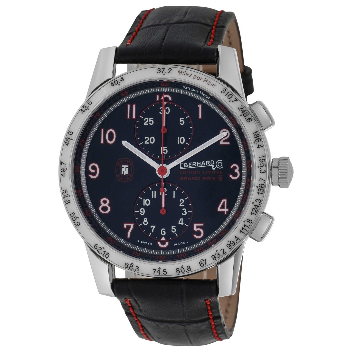 Front view of Eberhard & Co Tazio Nuvolari Grand Prix Men's Automatic Watch 31061-1-BLK