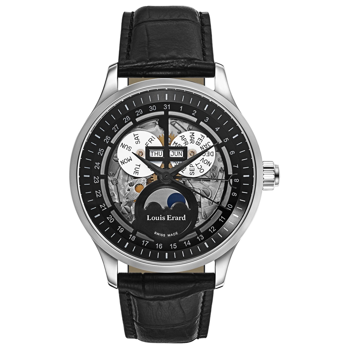 Front view of Louis Erard Moonphase Men's Automatic Watch 31218AA42-BDC02