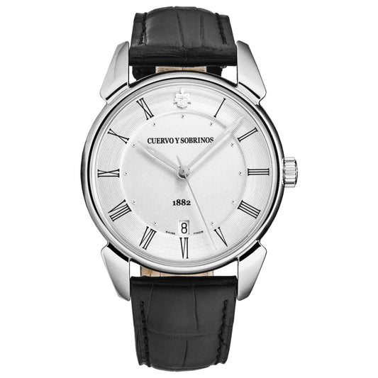 Front view of Cuervo y Sobrinos Historiador Men's Automatic Watch 3195.1CS-AR