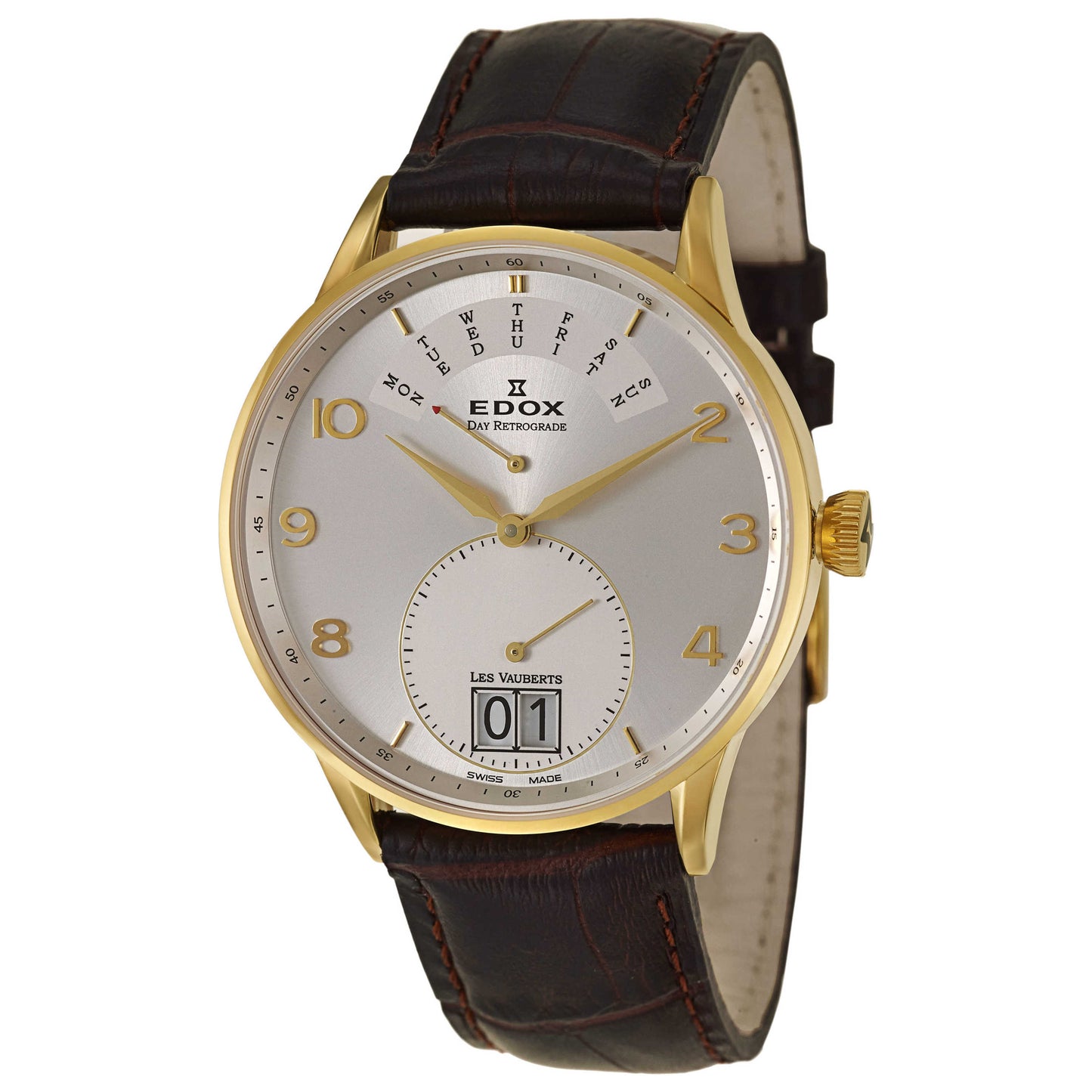 Front view of Edox Les Vauberts Men's Swiss Quartz (Battery-Powered) Watch 34005-37JA-ABD