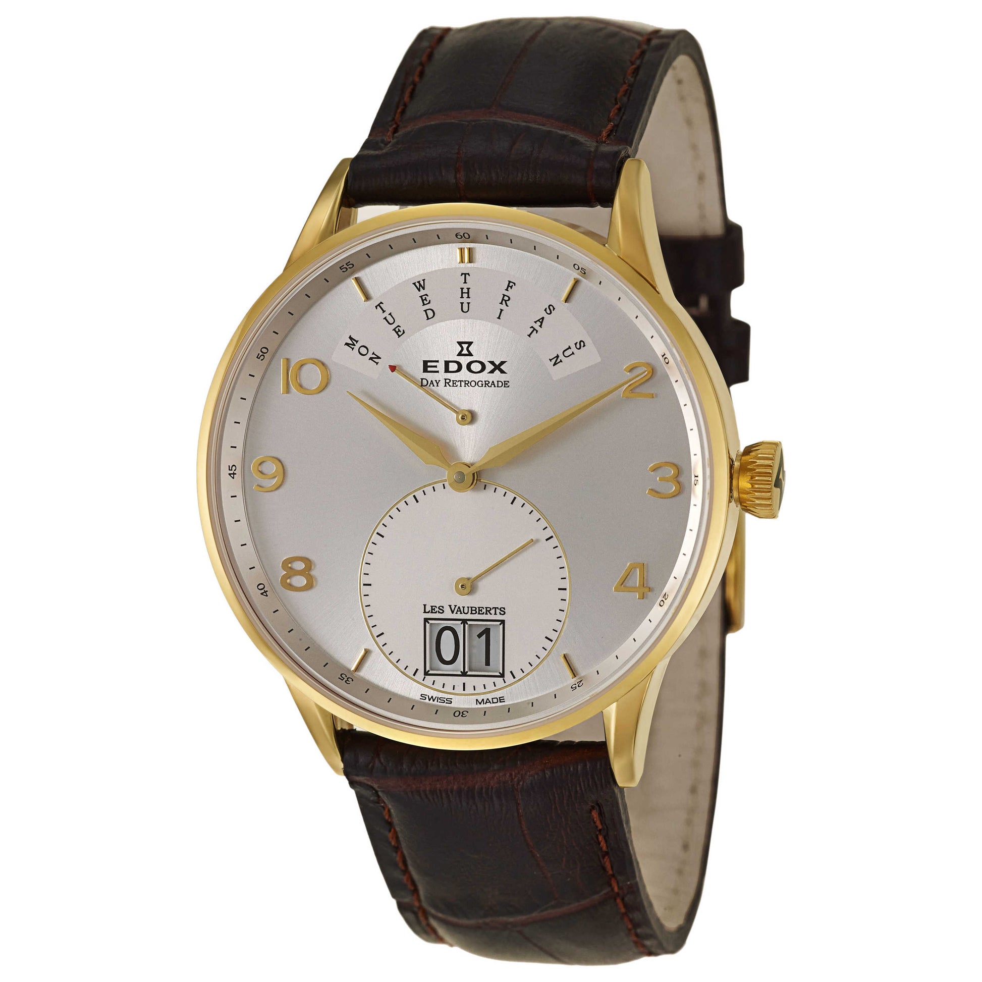 Front view of Edox Les Vauberts Men's Swiss Quartz (Battery-Powered) Watch 34005-37JA-ABD