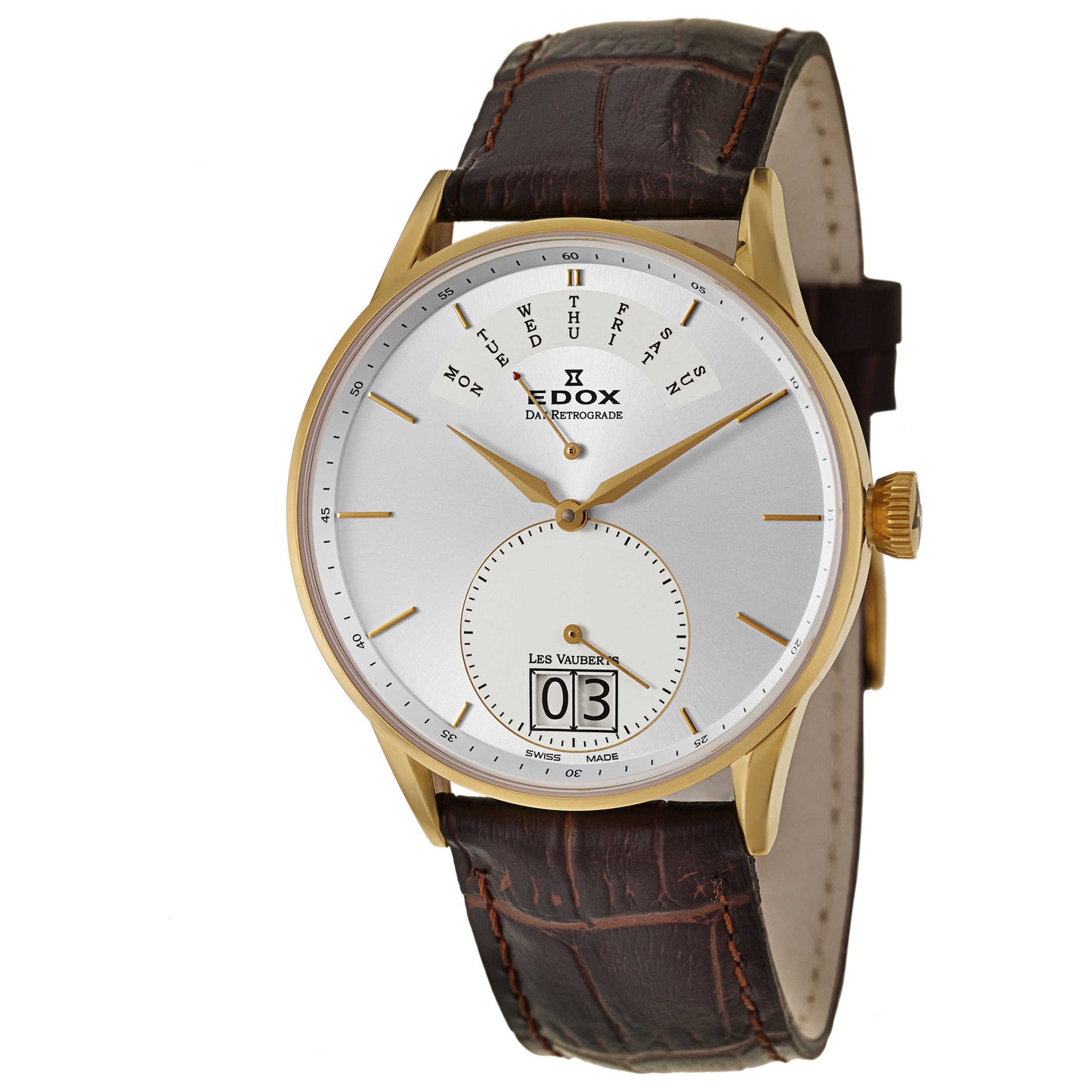 Front view of Edox Les Vauberts Men's Swiss Quartz (Battery-Powered) Watch 34005-37JA-AID