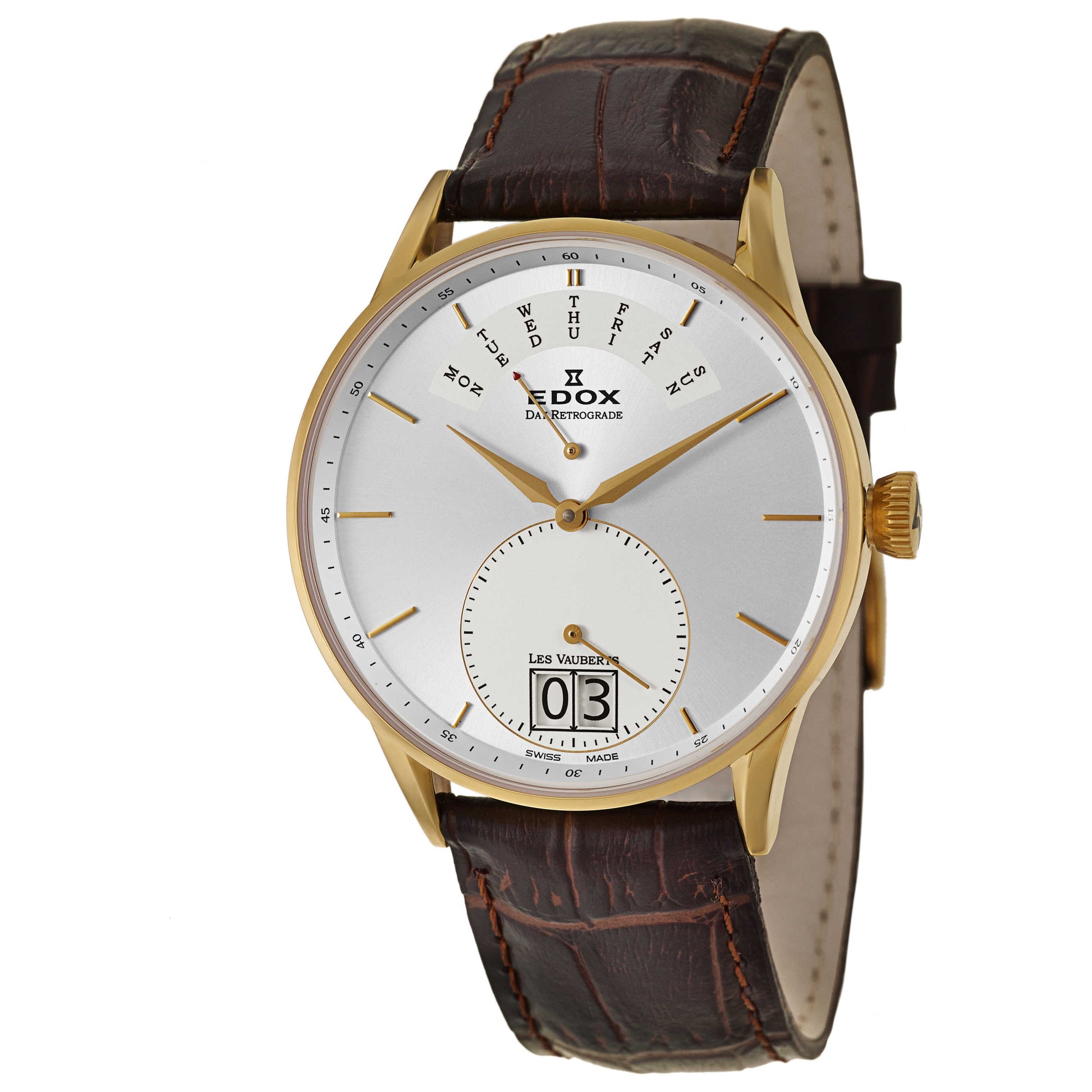 Front view of Edox Les Vauberts Men's Swiss Quartz (Battery-Powered) Watch 34005-37JA-AID