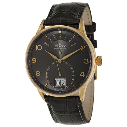 Front view of Edox Les Vauberts Men's Swiss Quartz (Battery-Powered) Watch 34005-37JG-GBD