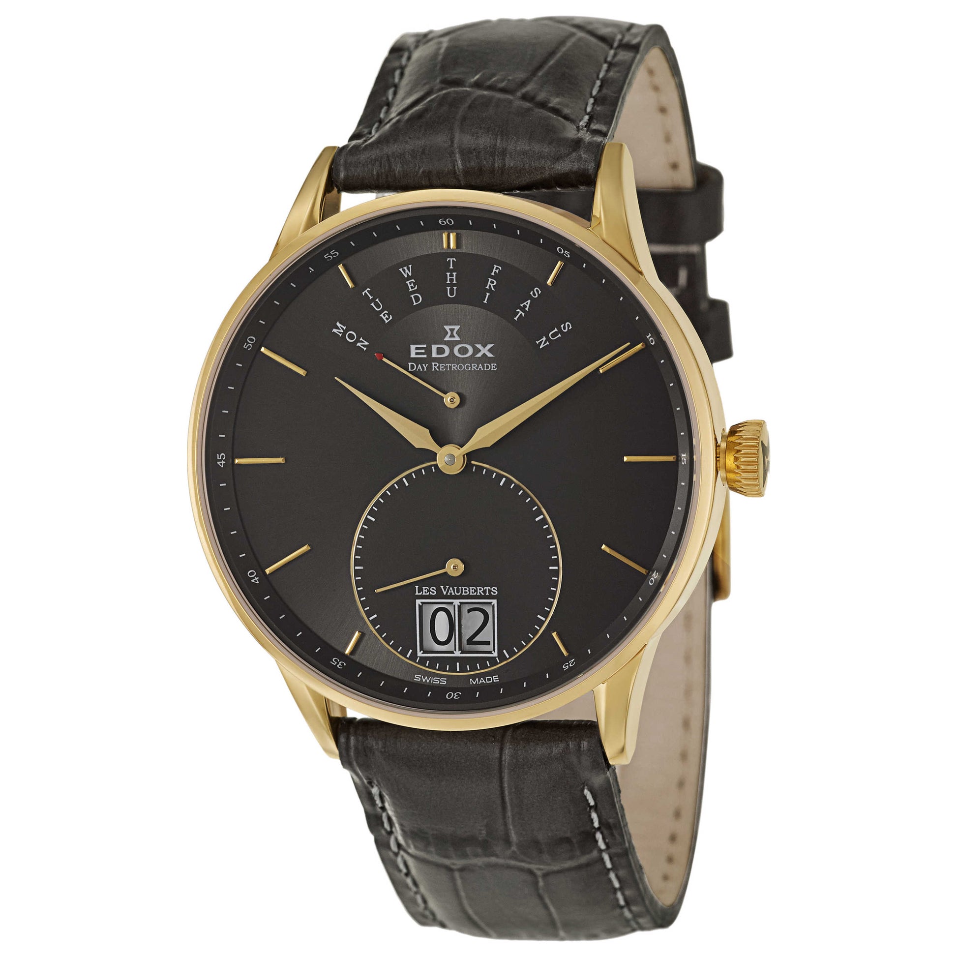 Front view of Edox Les Vauberts Men's Swiss Quartz (Battery-Powered) Watch 34005-37JG-GID