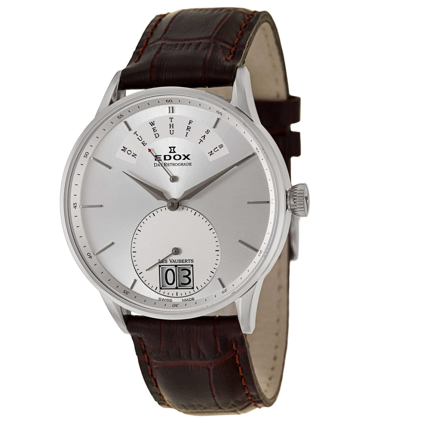 Front view of Edox Les Vauberts Men's Swiss Quartz (Battery-Powered) Watch 34005-3A-AIN