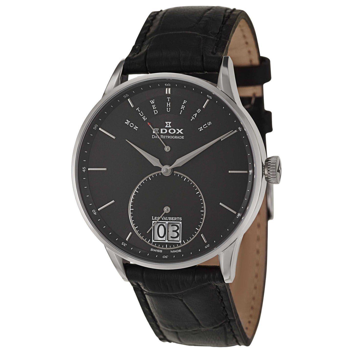 Front view of Edox Les Vauberts Men's Swiss Quartz (Battery-Powered) Watch 34005-3N-NIN