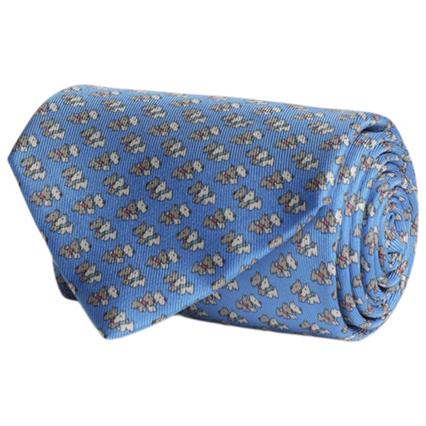 Front view of Ferragamo Dog Print Men's Tie 357857-702638