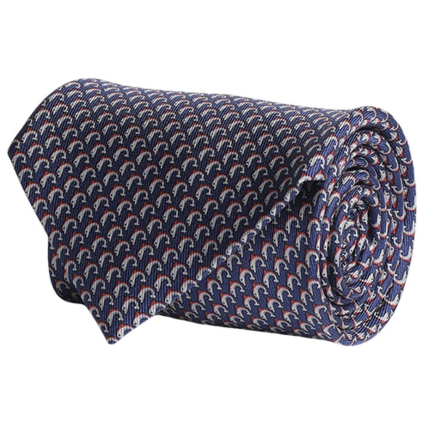 Front view of Ferragamo Dolphin Print Men's Tie 358711-716117