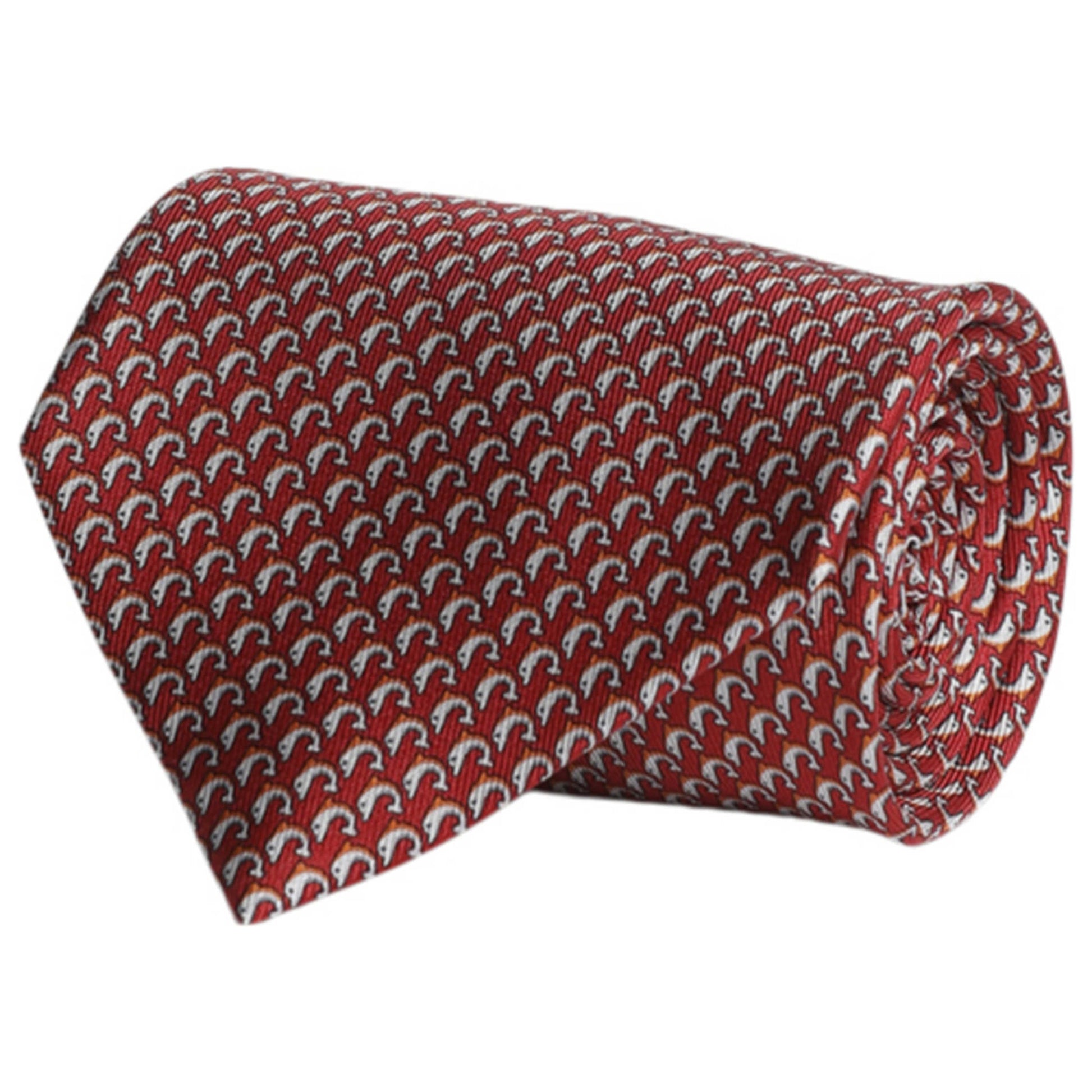 Front view of Ferragamo Dolphin Print Men's Tie 358711-716119