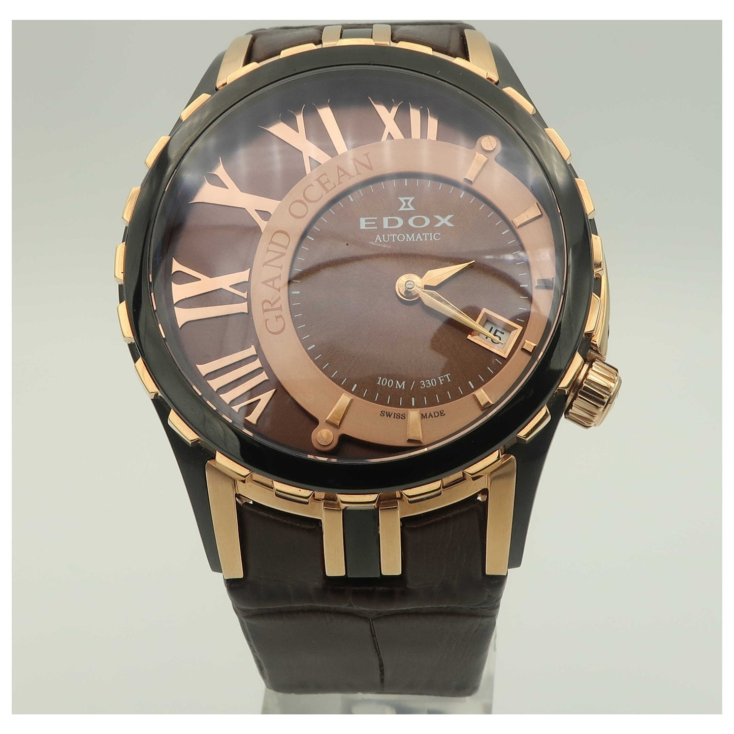 Front view of Edox Grand Ocean Women's Automatic Watch 37008-1357BRRBRIR-SD