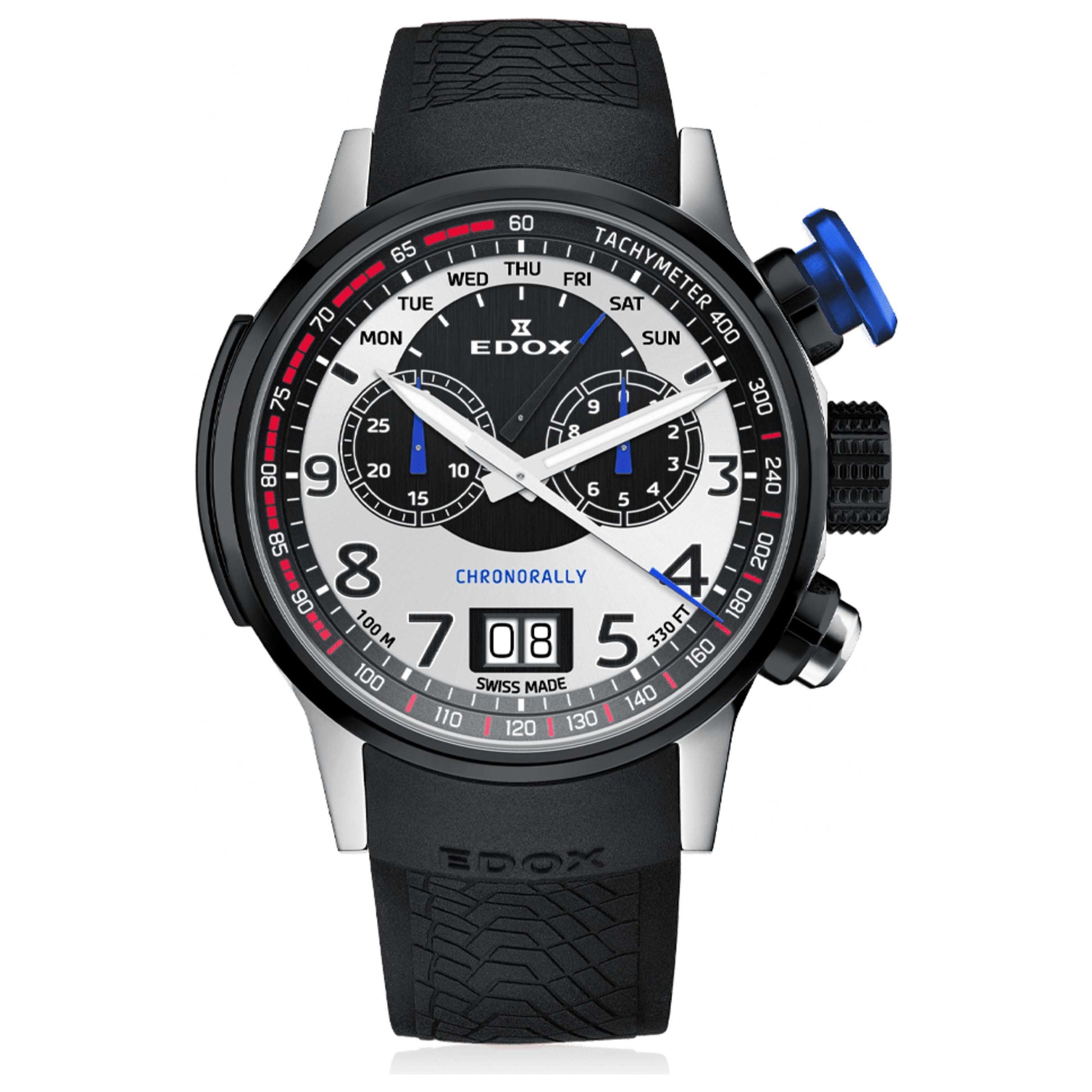 Front view of Edox Chronorally Men's Quartz Watch 38001-TINNBU-BN