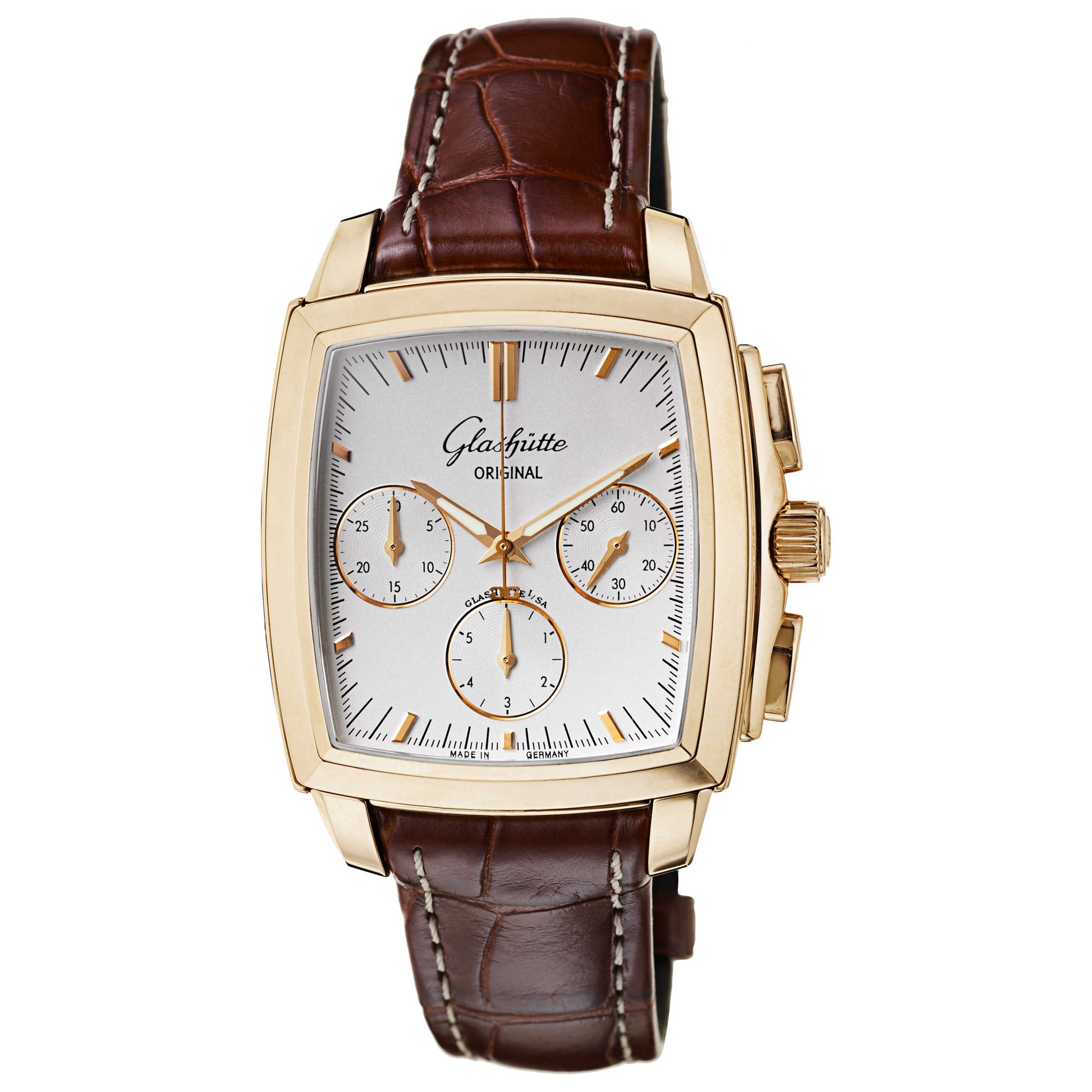 Front view of Glashutte Karree Men's Automatic Watch 39-31-51-51-04