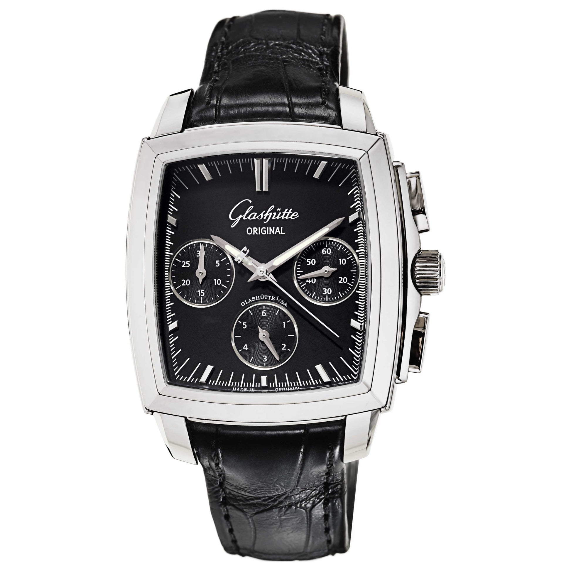 Front view of Glashutte Karree Men's Automatic Watch 39-31-54-52-04