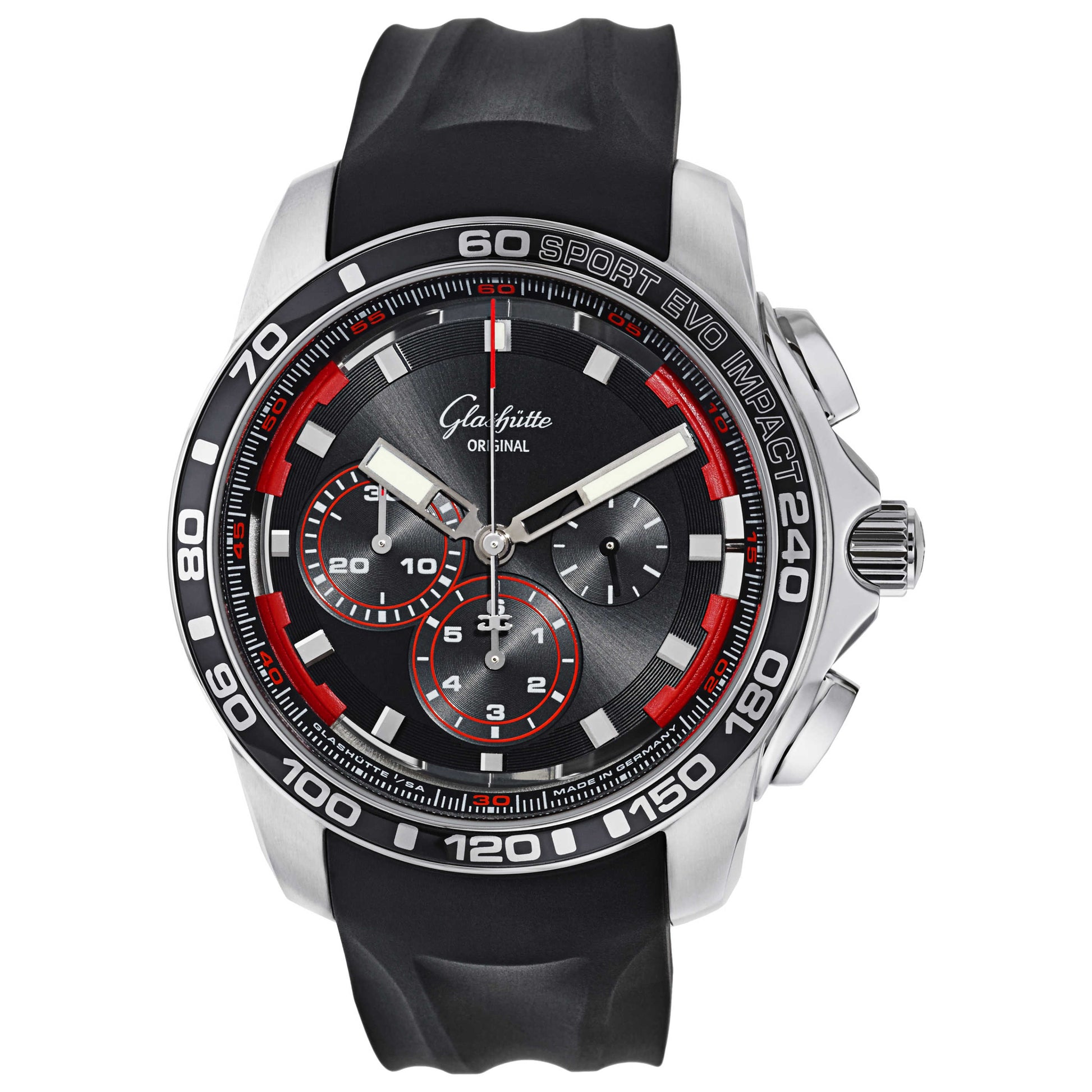 Front view of Glashutte Sport Evolution Men's Automatic Watch 39-31-73-73-04