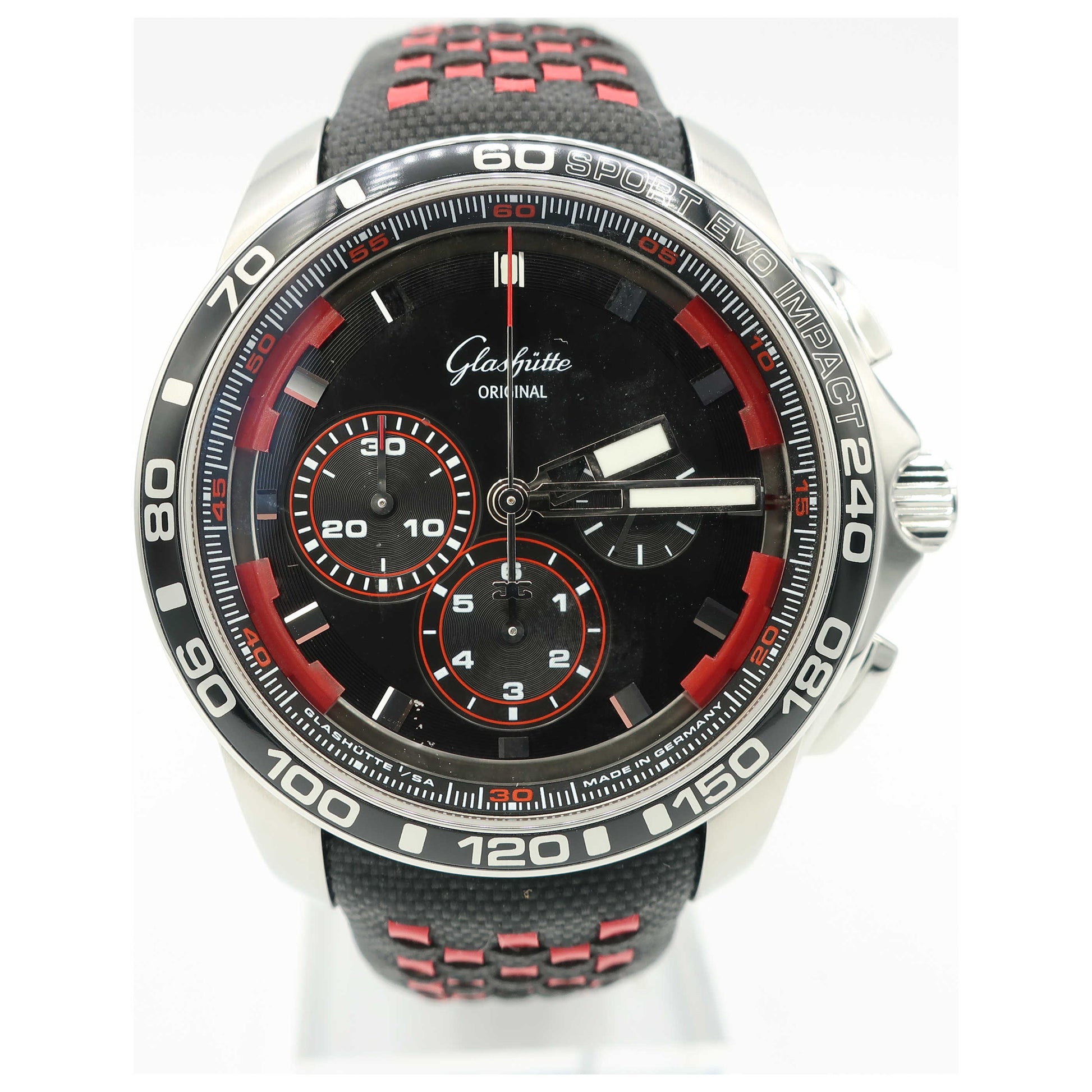 Front view of Glashutte Sport Evolution Men's Automatic Watch 39-31-73-73-53-SD