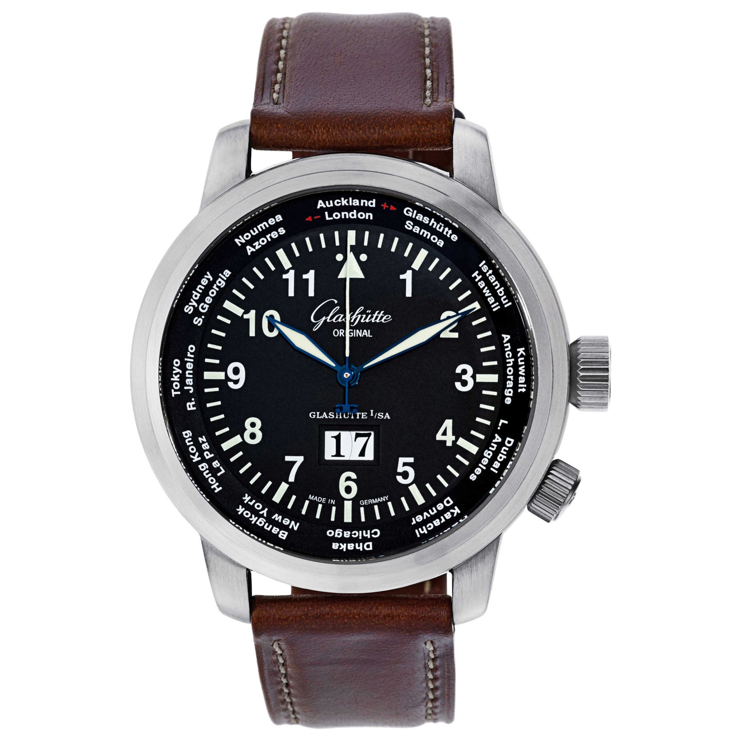 Front view of Glashutte Senator Men's Automatic Watch 39-47-07-07-04