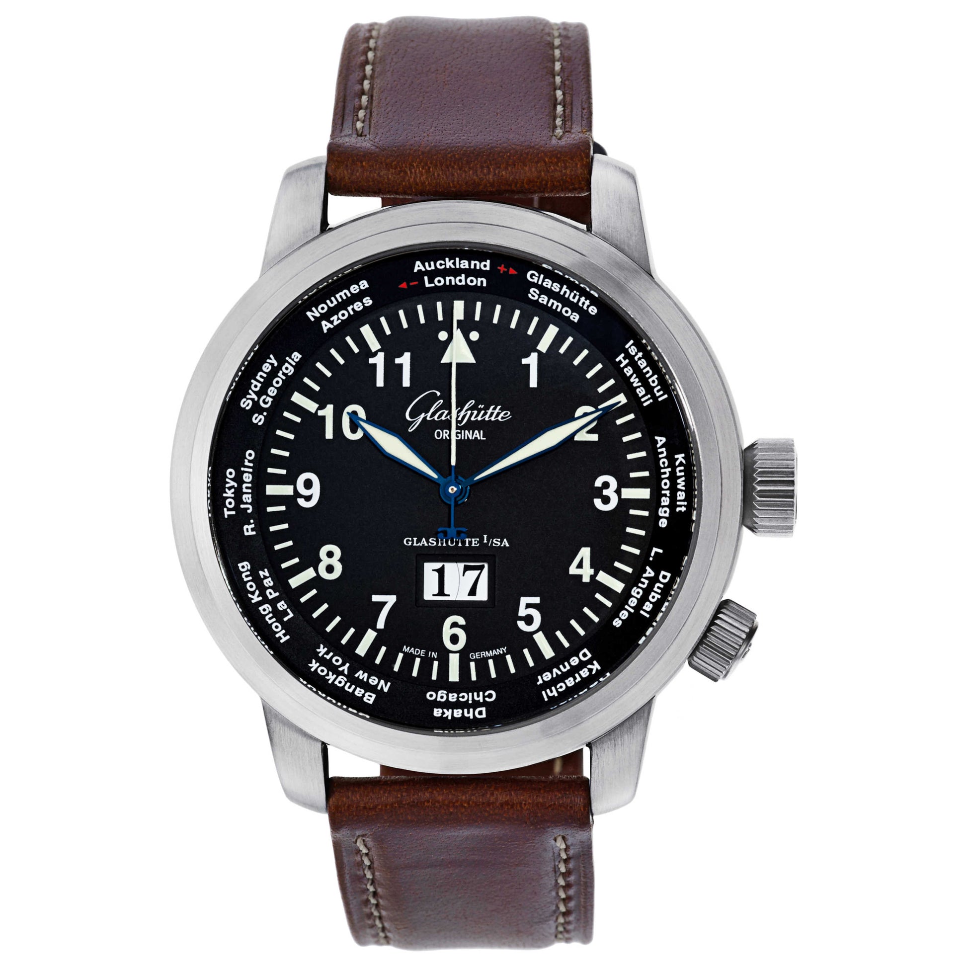 Front view of Glashutte Senator Men's Automatic Watch 39-47-07-07-04