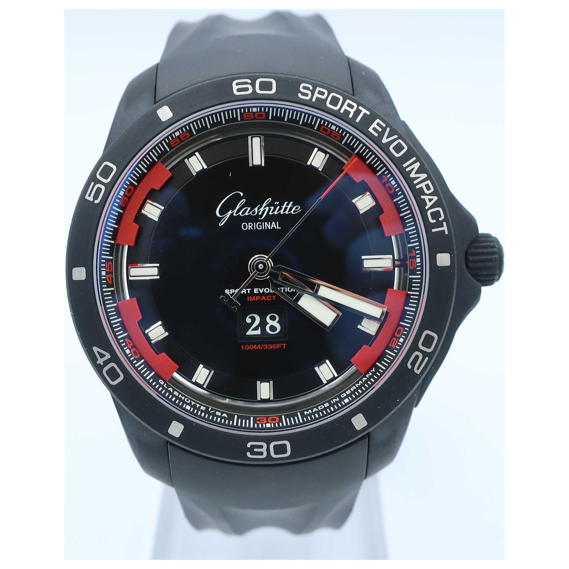 Front view of Glashutte Sport Evolution Men's Automatic Watch 39-47-16-16-04-SD